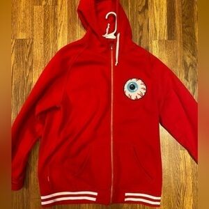 Mishka Eyeball Full Zip Hoodie Red Bloodshot Eye design Brooklyn Streetwear XXL